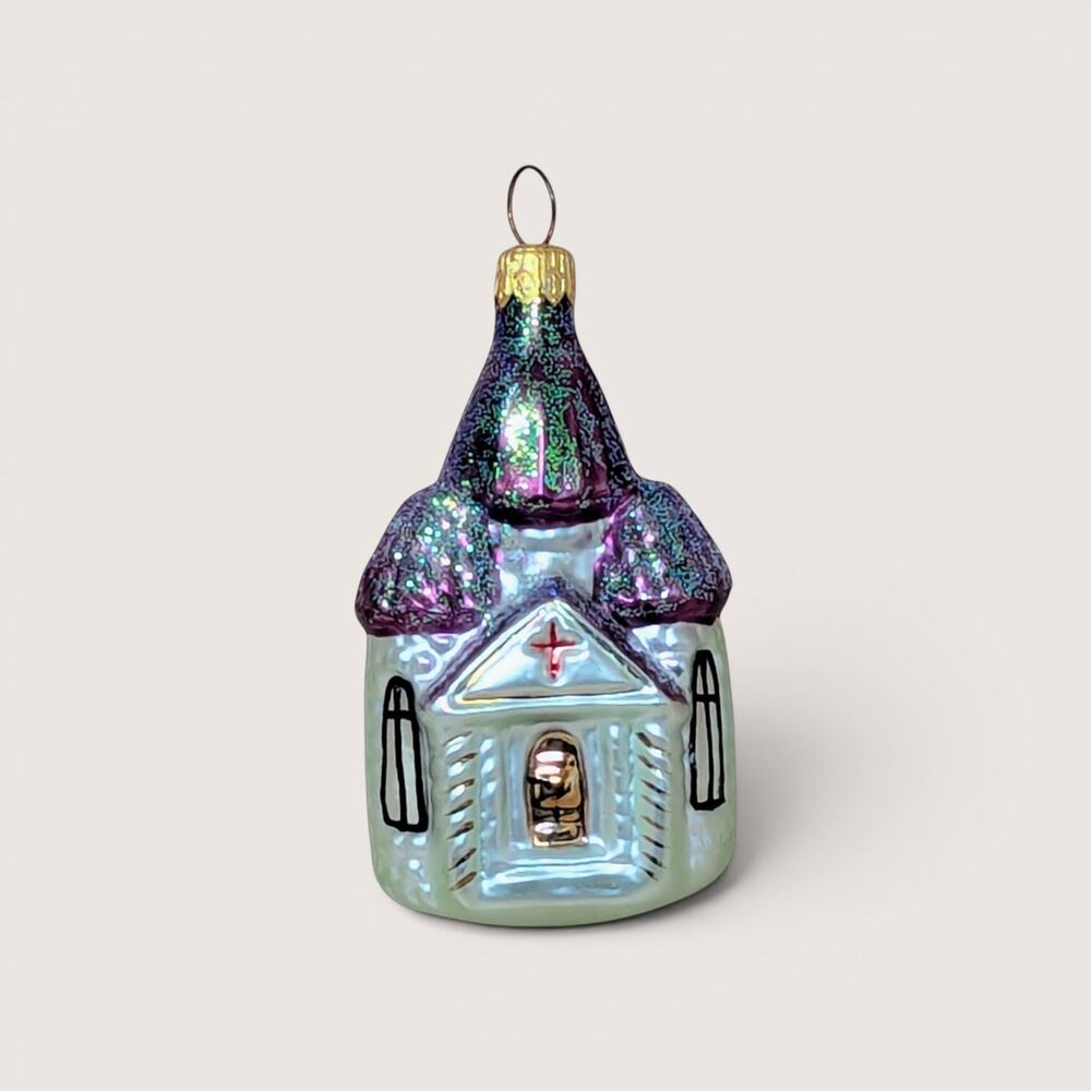 Vintage Christopher Radko Glass Church Ornament